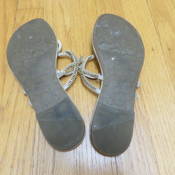 CLEARANCE - Talbots Gold chain thong flat sandals size 7 - Picture 5 of 7
